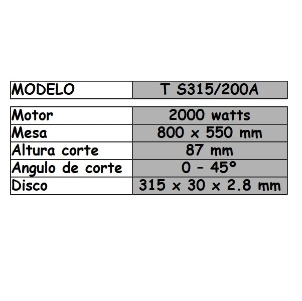 Sierra circular con disco de 315mm con pie